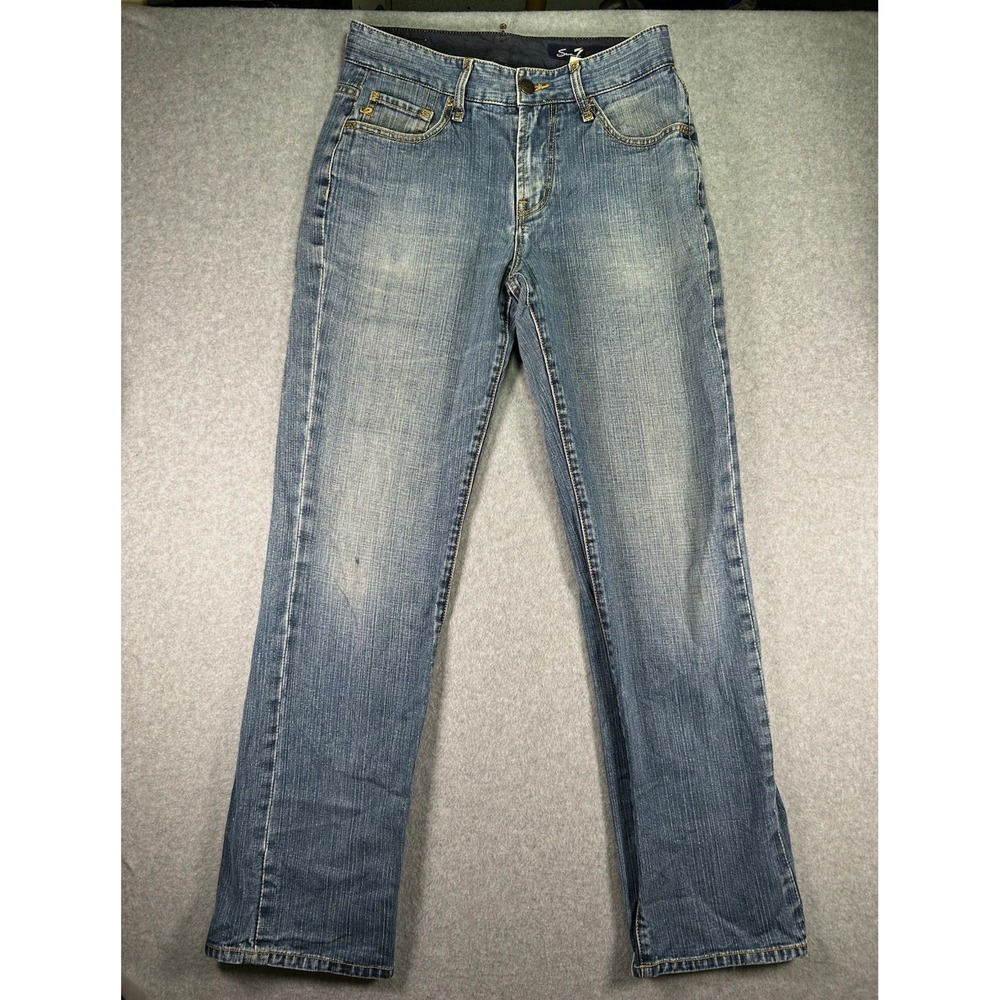 Seven7 Premium Womens Blue Denim Straight Leg Jeans 30 Medium Wash 5-Pocket